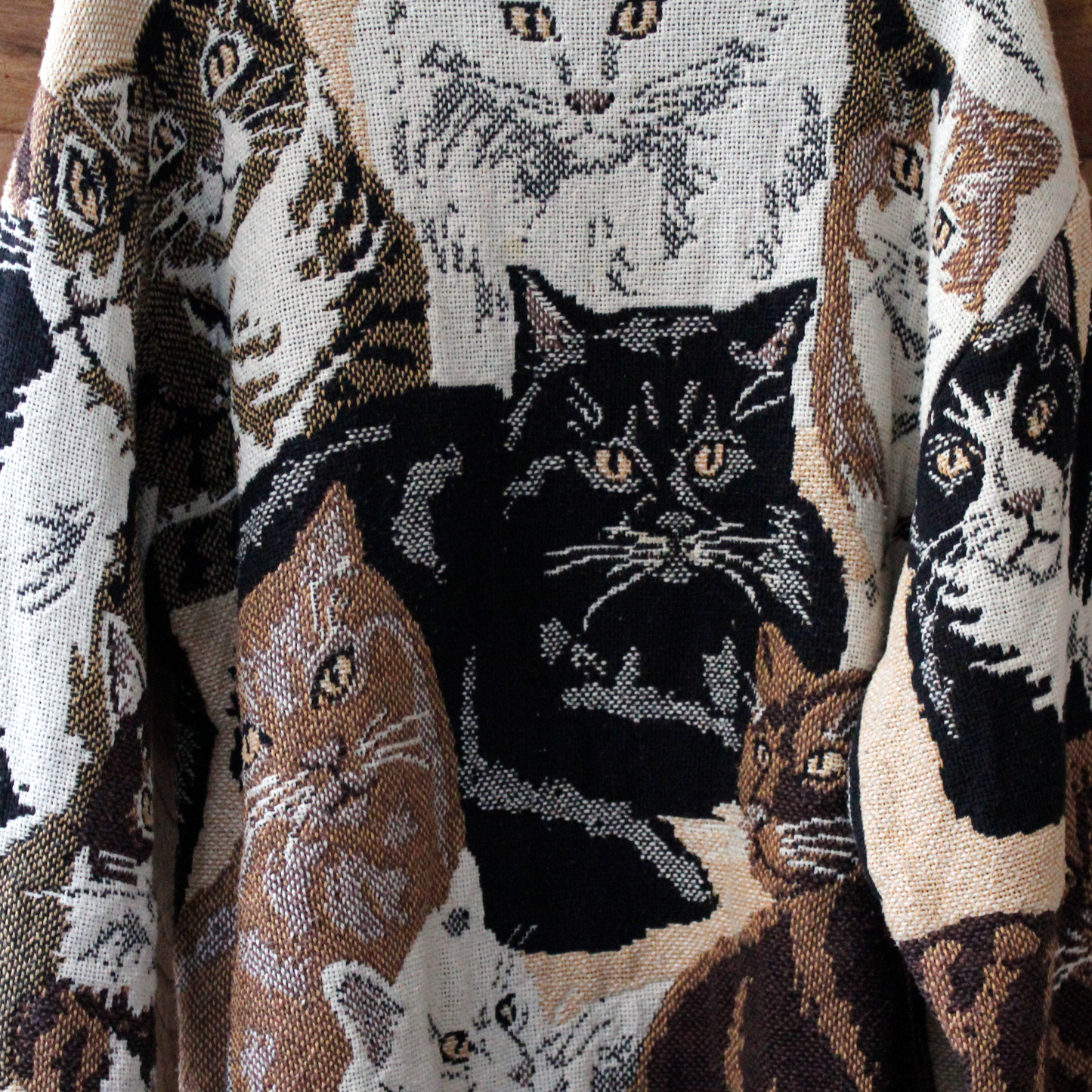 All-over Cats Sweater / Sugar Street Weavers / 90s