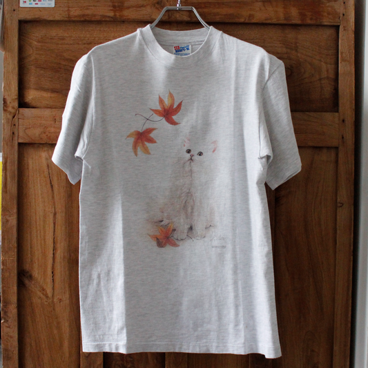 Cat with Autumn Leaves Tee / Bob Harrison / 90s