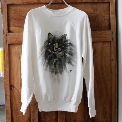 Black ＆Gold Long Hair Cat Sweat / 80s / Made in USA