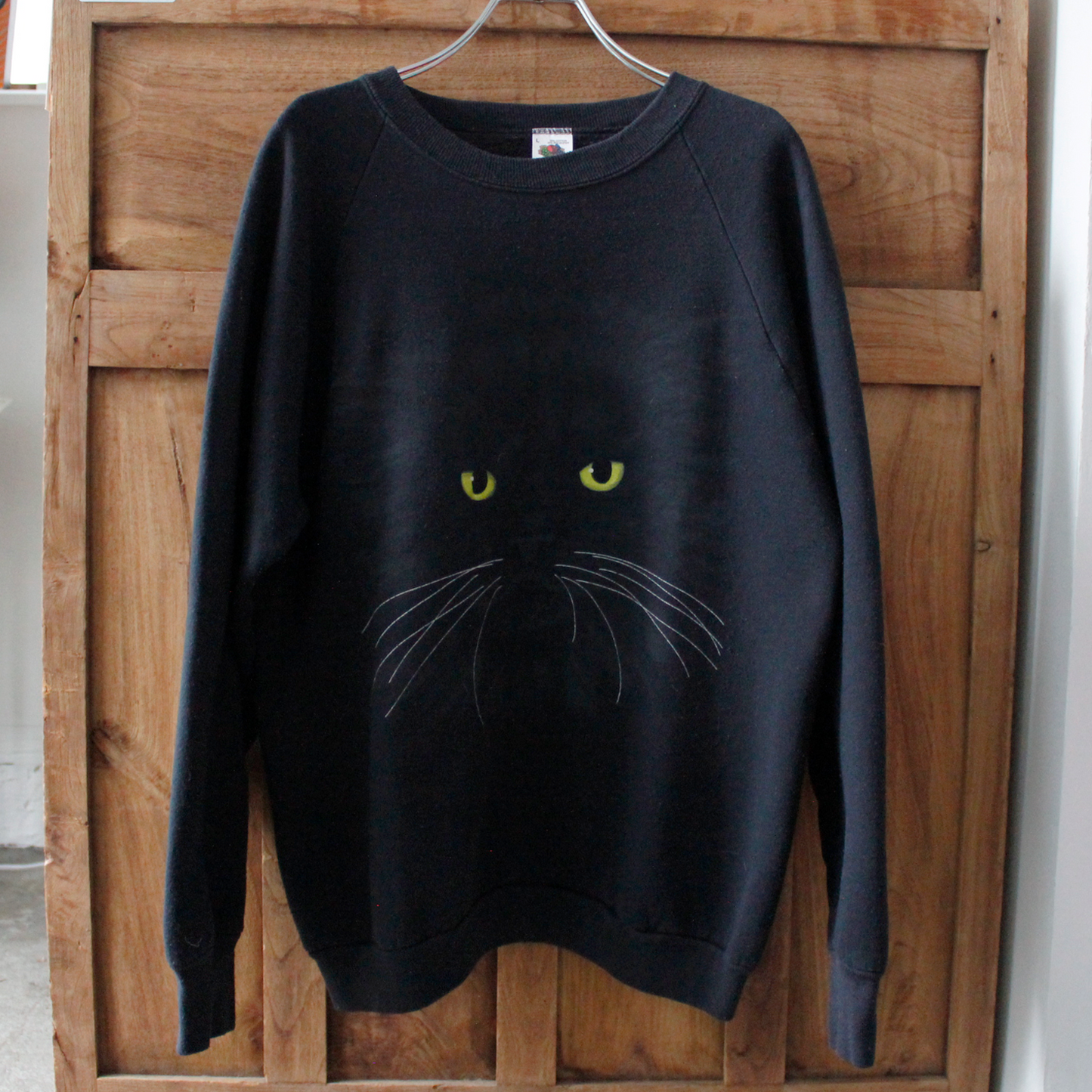 Black Cat on Black Sweat / 90s / Made in USA