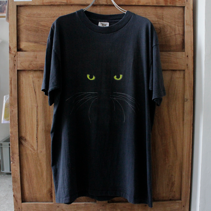 Black Cat on Black Tee / 90s / Made in USA