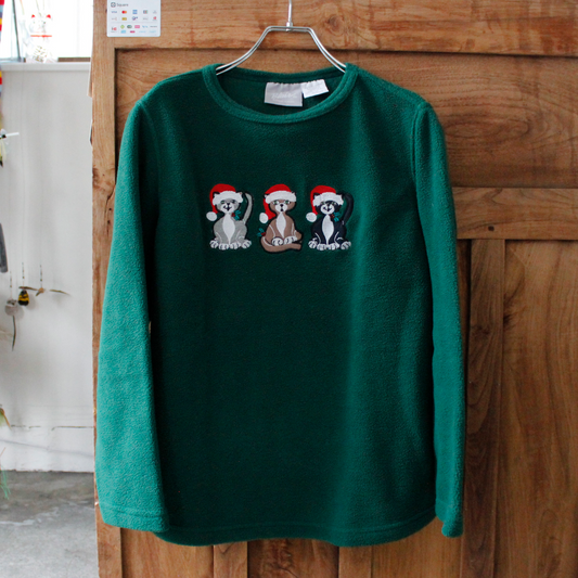 Three Cats Fleece Sweater / 90s / Blair