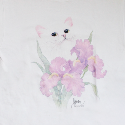 White Cat & Flower Tee / 90s / Bob Harrison