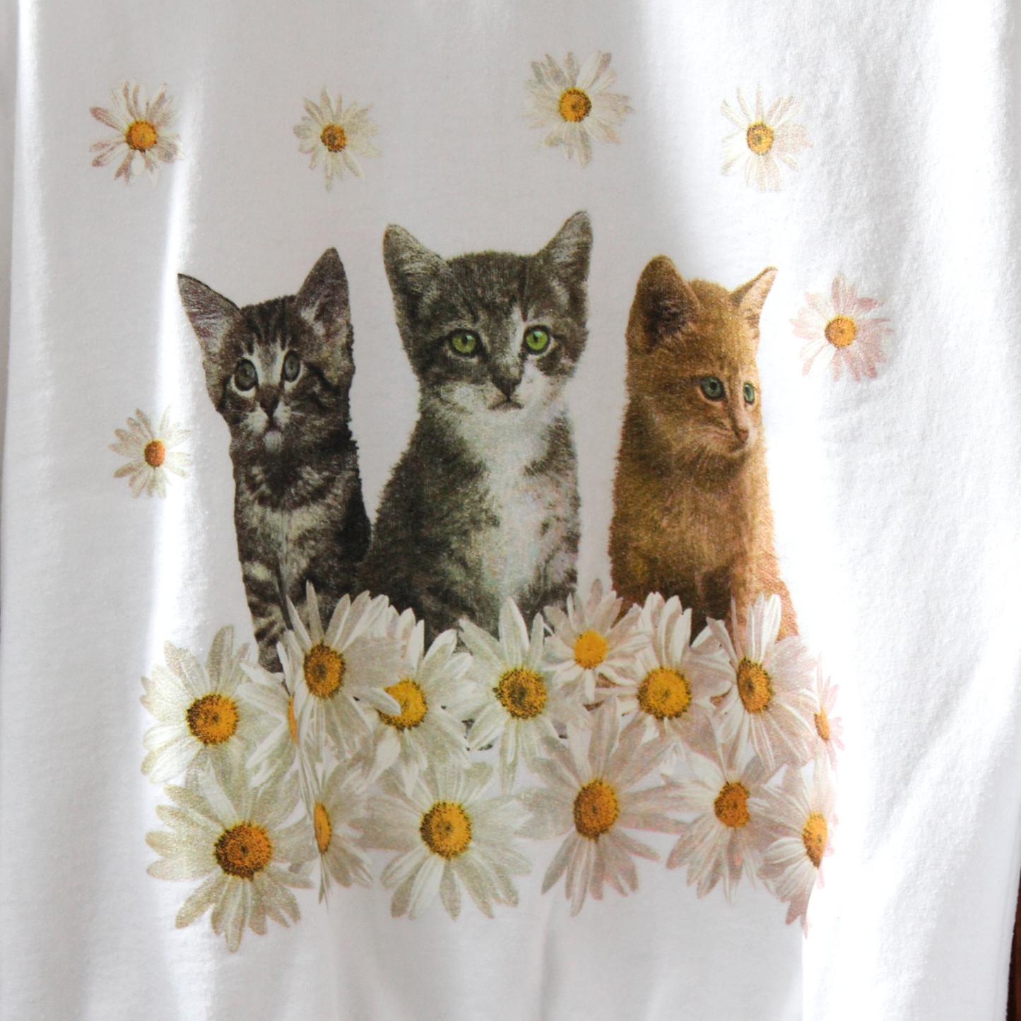 Cats with Daisy Sweat / 90s / Made in USA