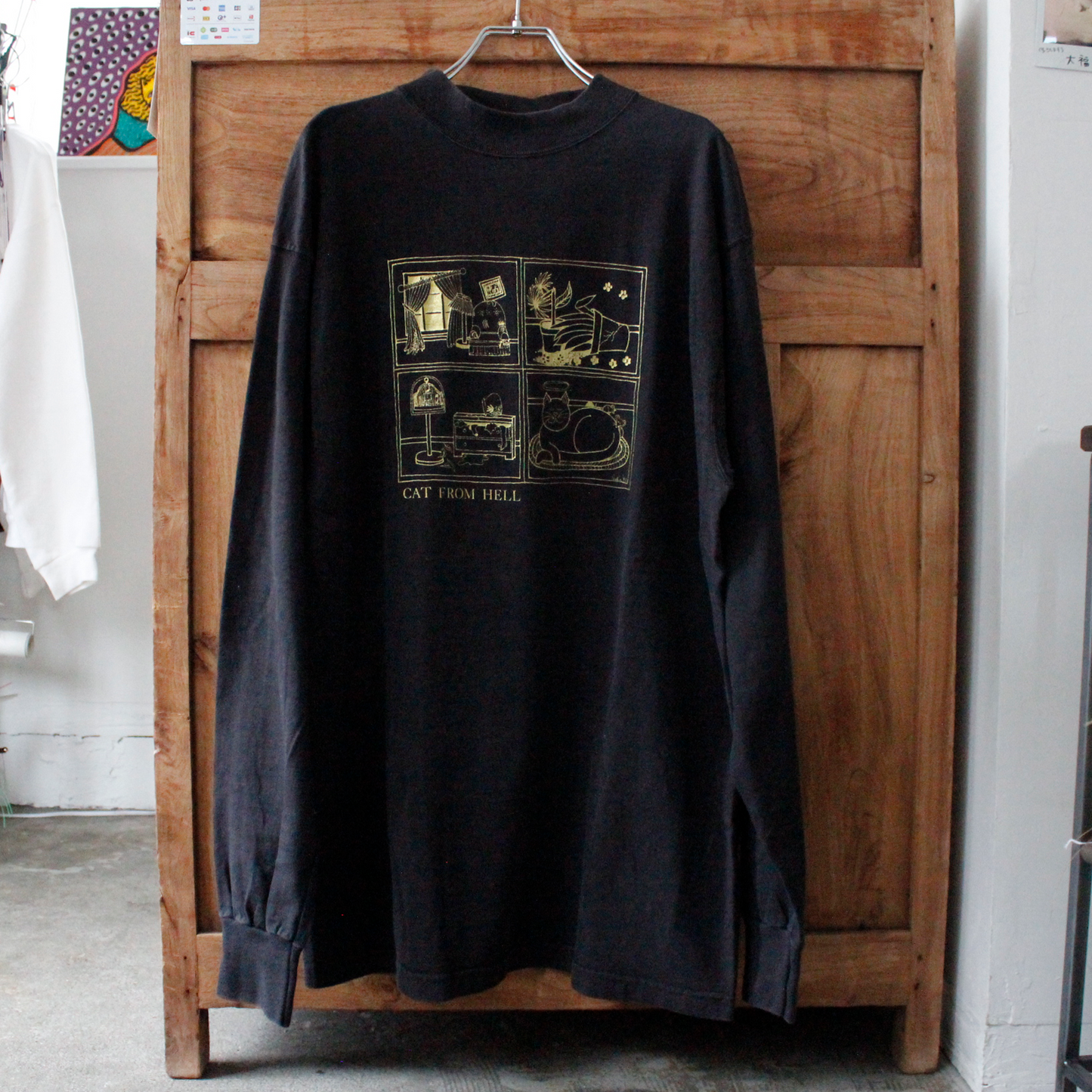 Cat From Hell Long-Sleeve Tee / 90s / Made in USA