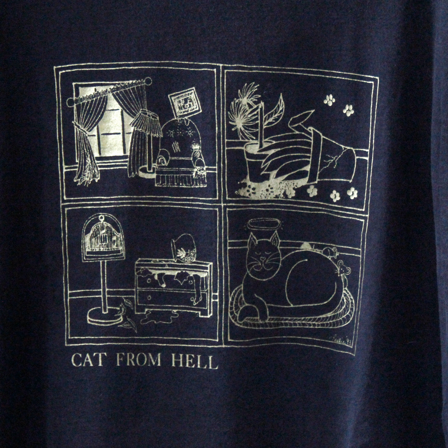 Cat From Hell Long-Sleeve Tee / 90s / Made in USA