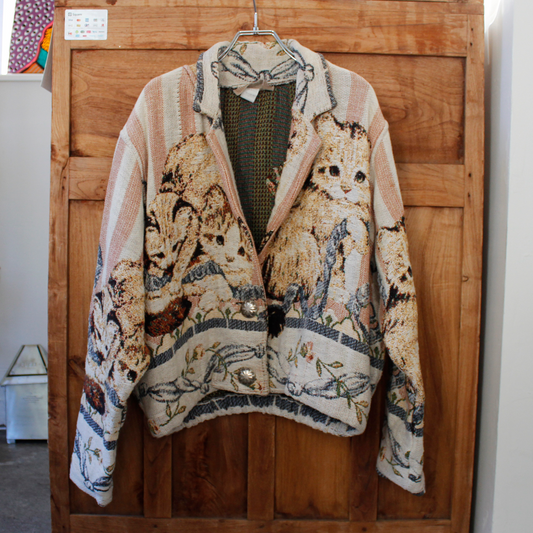 Cats Jacket / Painted Pony / 90s / Made in USA