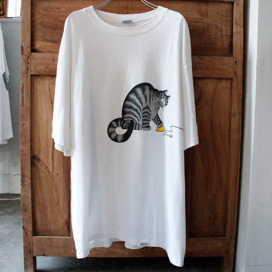 Cat Mouse Computer Tee / White / 90s / Kliban Cat