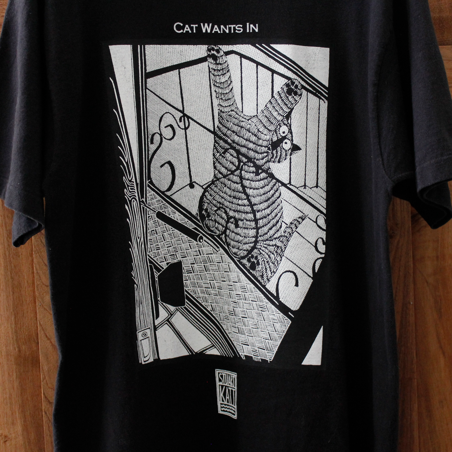 Cat Wants In, Cat Wants Out Tee / 80s / STUART KATT / Made in Canada