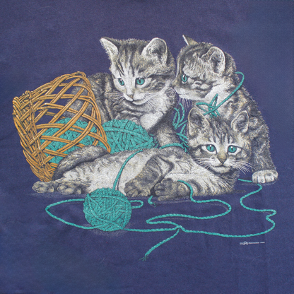 Cats and Yarn Balls Tee / Made in USA