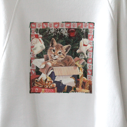 Cat in Present Box Sweat / 90s / Made in USA