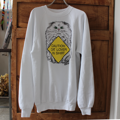 Catlover Caution Sweat / 80s / USA製