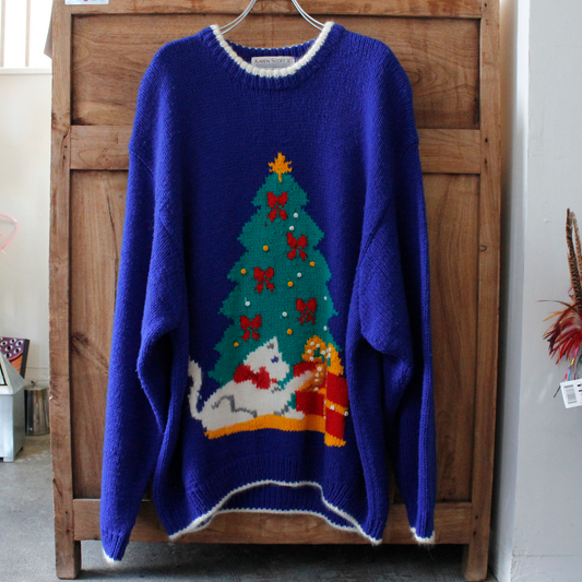 Christmas Tree Knit Sweater / 90s〜 / Karen Scott