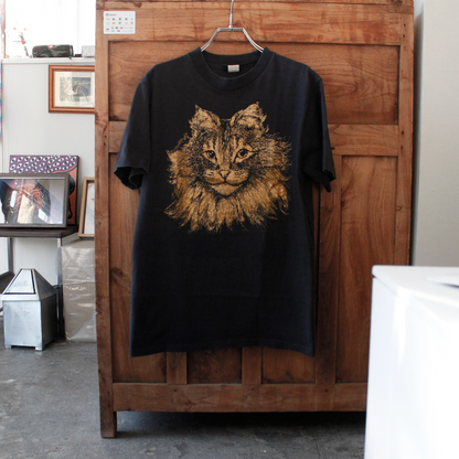 Gold Glitter Maine Coon Tee / 80s- / Made in USA