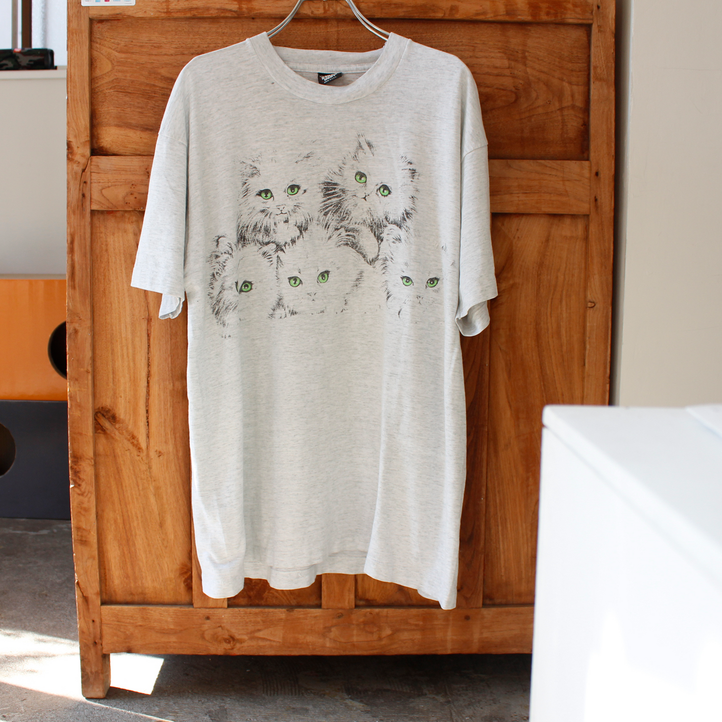 Green Eye Kittens Tee / 90s / Made in USA