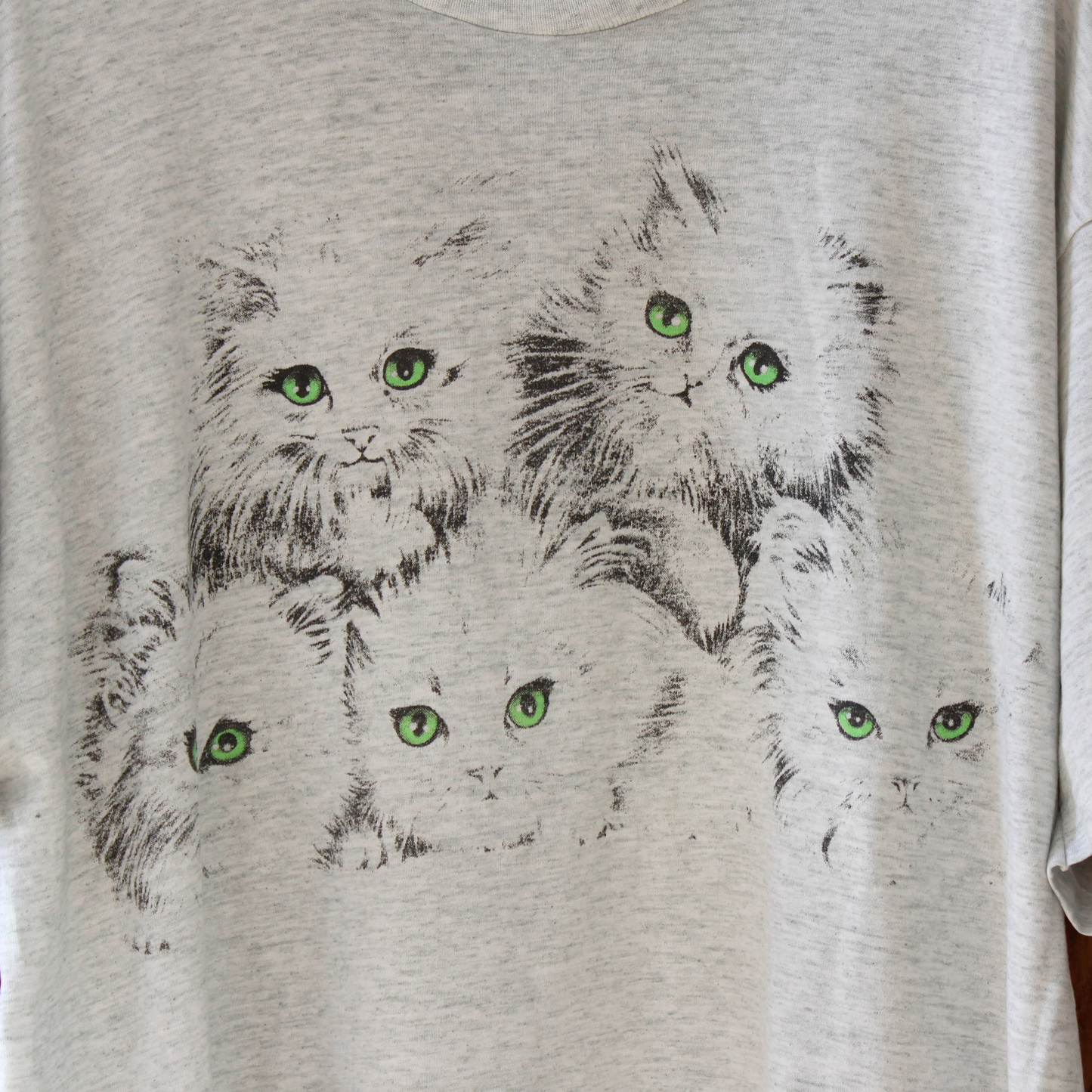 Green Eye Kittens Tee / 90s / Made in USA