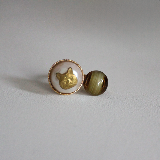 Grumpy Cat Ring / Brown Marble