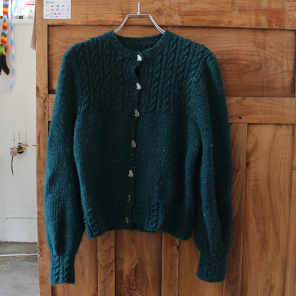 Hand-knit Cardigan Sweater / 90s