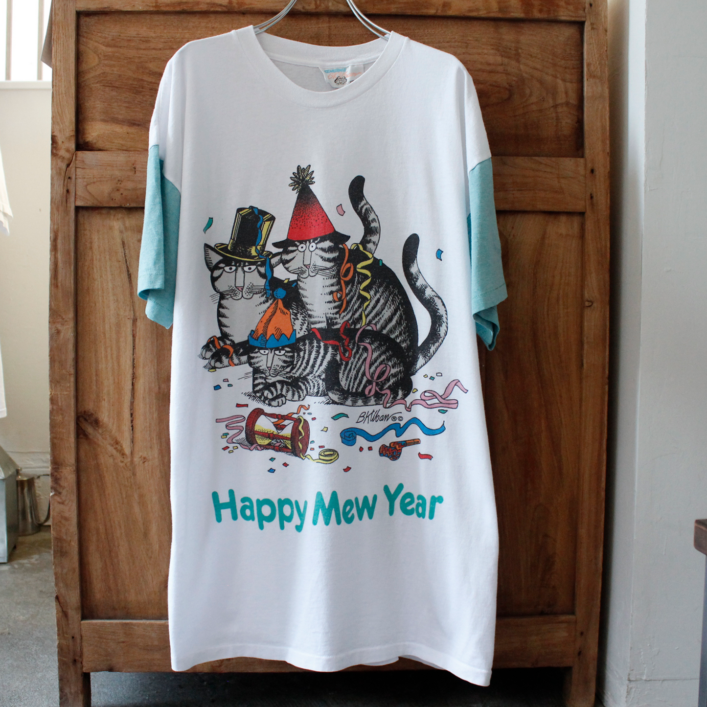 Kliban Cat Happy Mew Year Tee / 80s