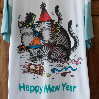 Kliban Cat Happy Mew Year Tee / 80s