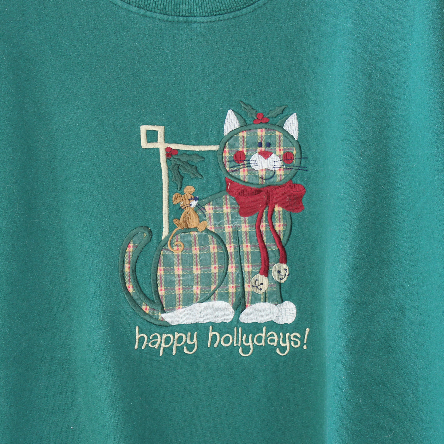 Happy Holiday Green Sweat / 90s / Made in USA