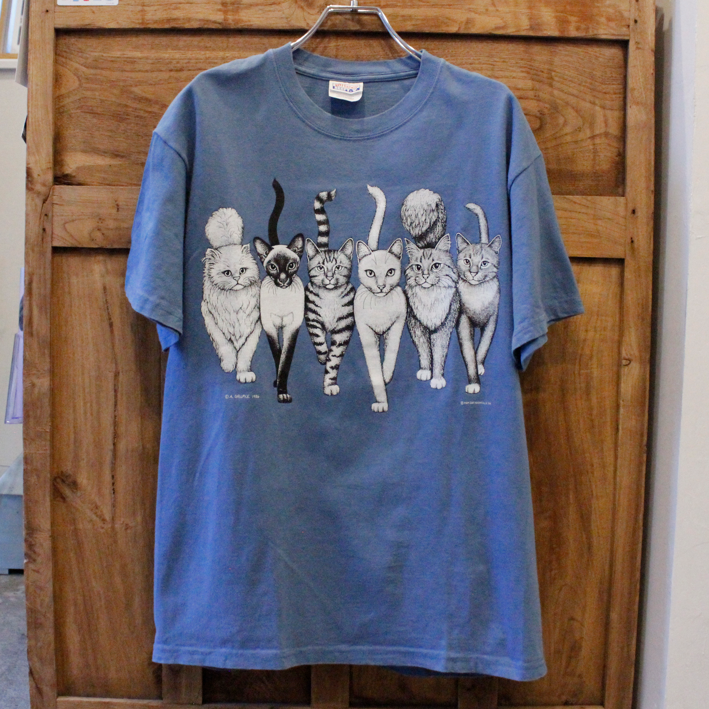 A.M.GRUPKE HEP CAT Heads & Tails Tee / Blue / 90s