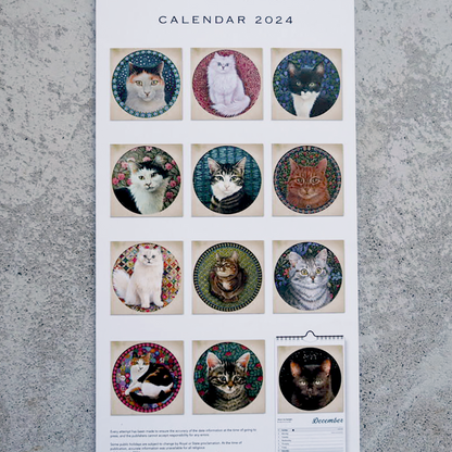 Ivory Cats Slim Calendar 2024