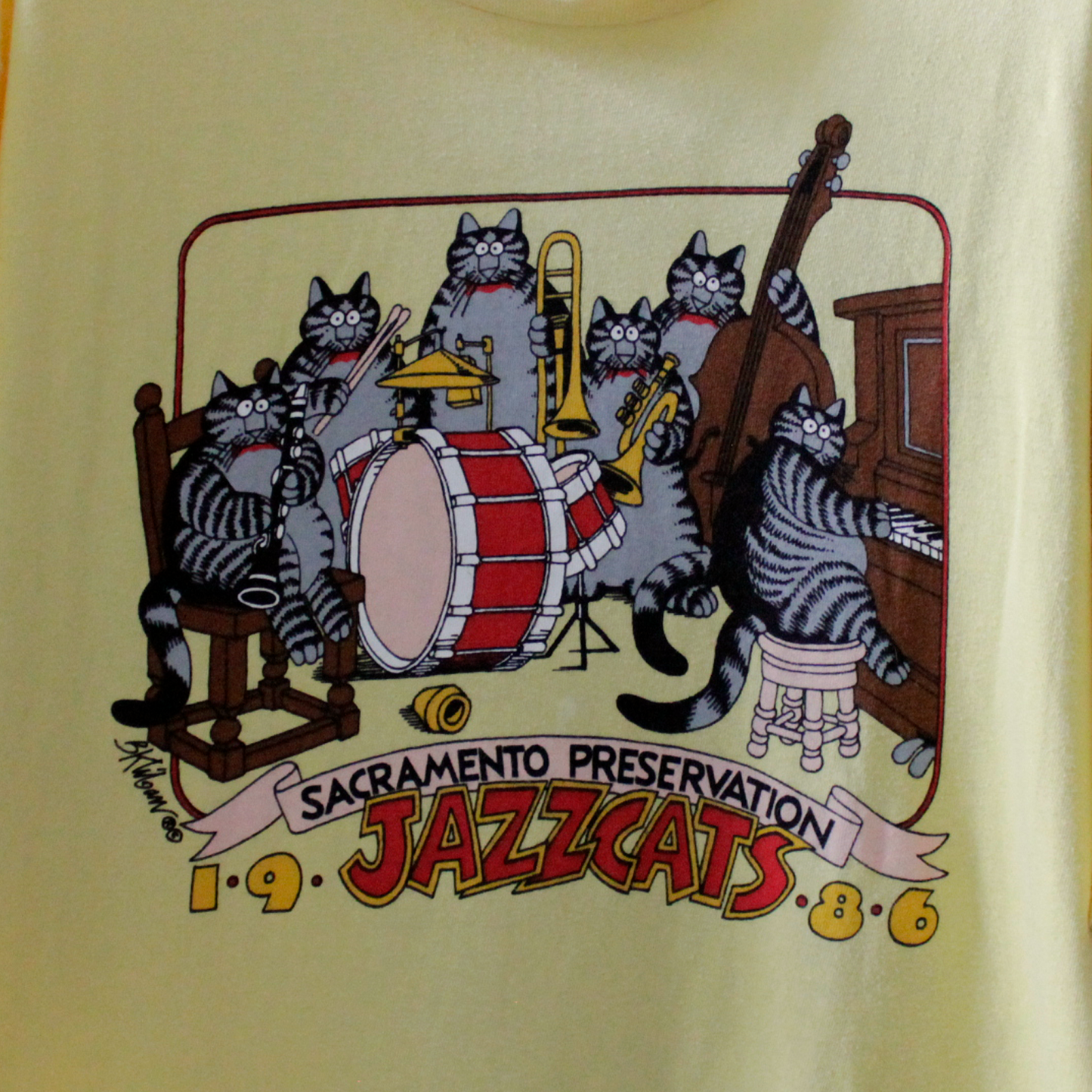 Jazz Cat Sacrament Tee / 80s/ Kliban Cat