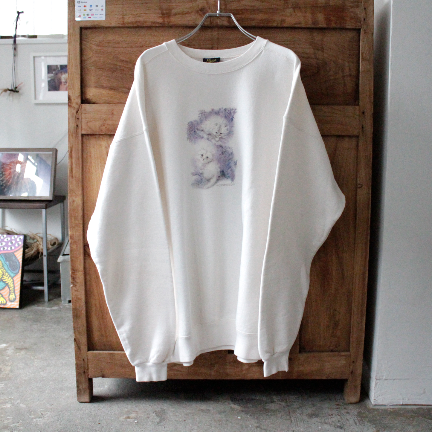 Flowers and Kittens Sweat / Kayomi Harai / 90s / Made in USA