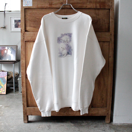 Flowers and Kittens Sweat / Kayomi Harai / 90s / Made in USA