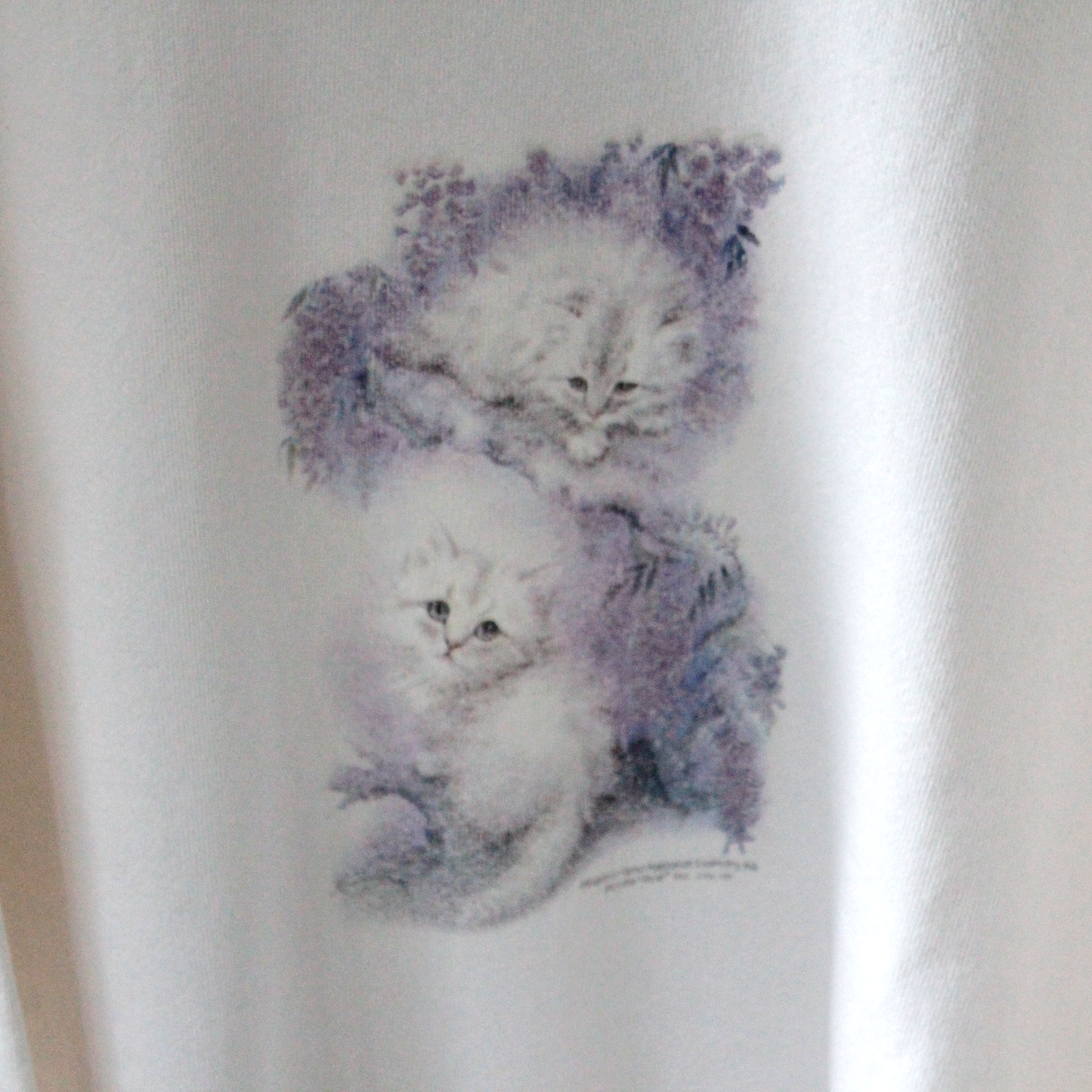 Flowers and Kittens Sweat / Kayomi Harai / 90s / Made in USA