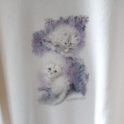 Flowers and Kittens Sweat / Kayomi Harai / 90s / Made in USA