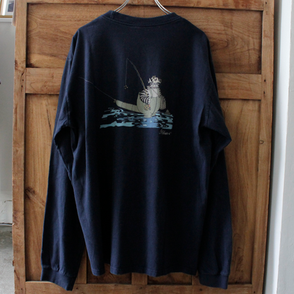 Fishing Kliban Cat Long-Sleeve Tee / 00s