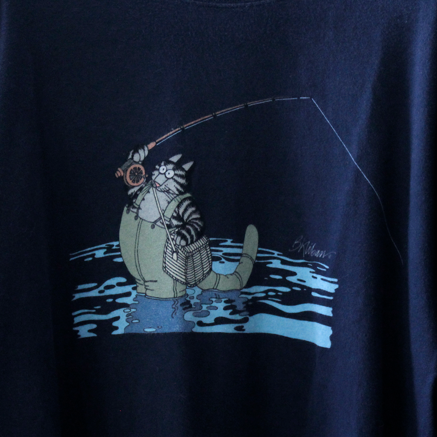 Fishing Kliban Cat Long-Sleeve Tee / 00s