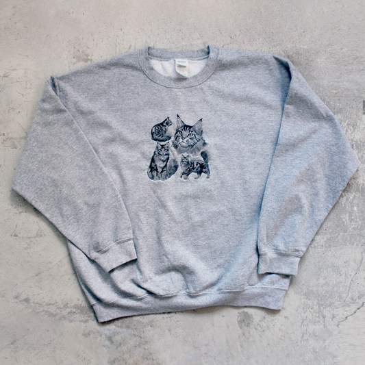 Long Hair Cat Embroidery Sweat