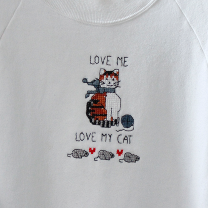 Love Me, Love My Cat Sweat / 80-90s / Made in USA