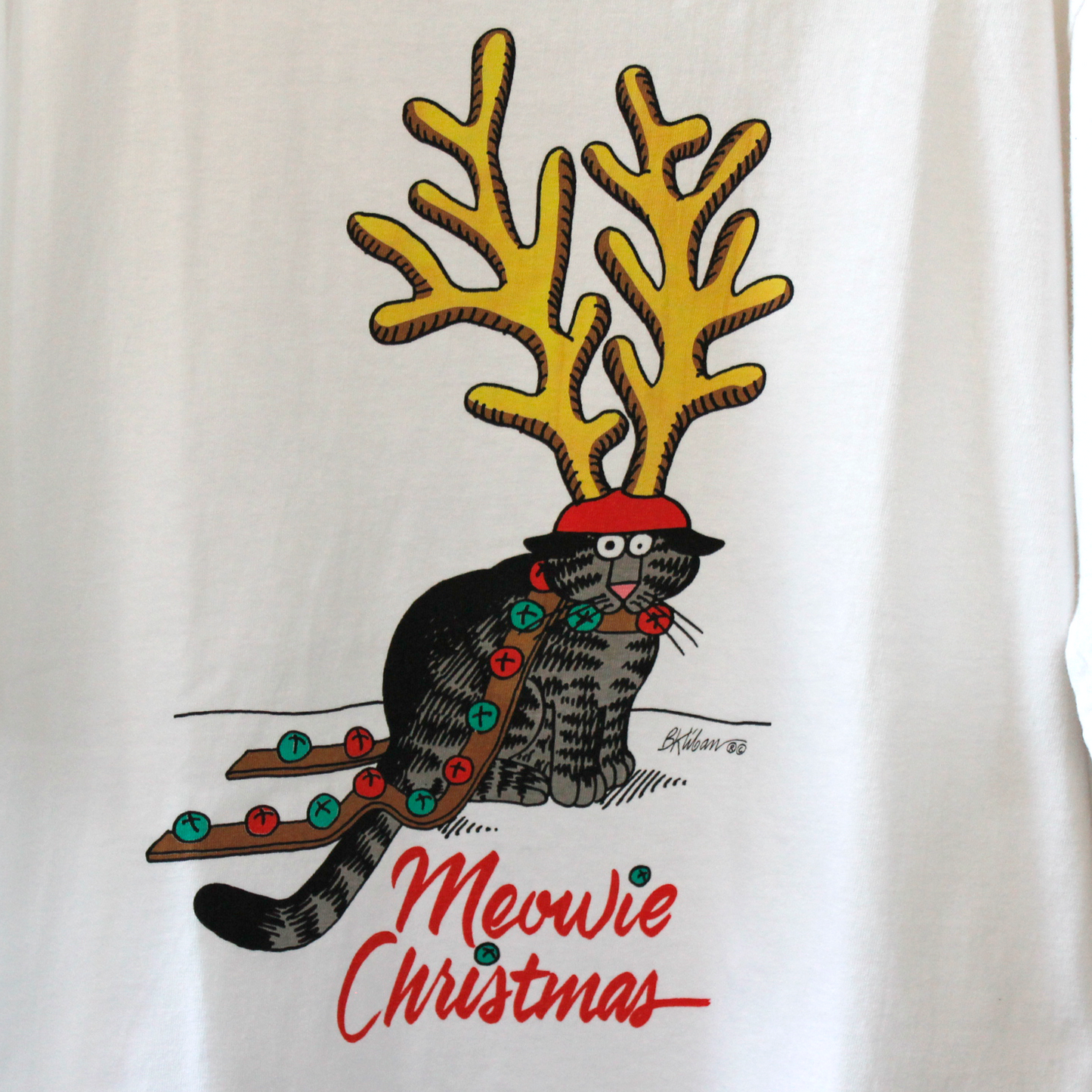 Meowie Christmas Tee / 90s / Kliban Cat