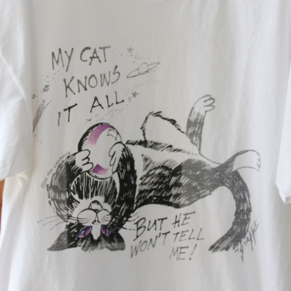 My Cat Knows It All But... Tee / 80s / Made in USA