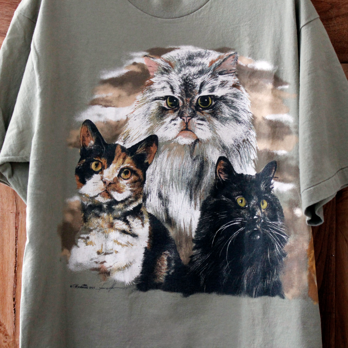 Painted Cats Khaki Tee / 90s / Made in USA