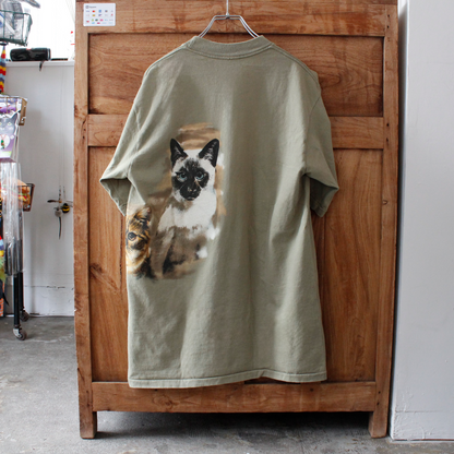 Painted Cats Khaki Tee / 90s / Made in USA