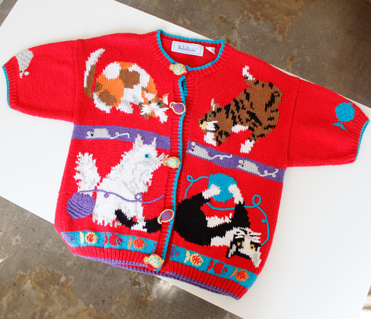 Playing 5 Cats Cardigan Sweater / Belle Pointe