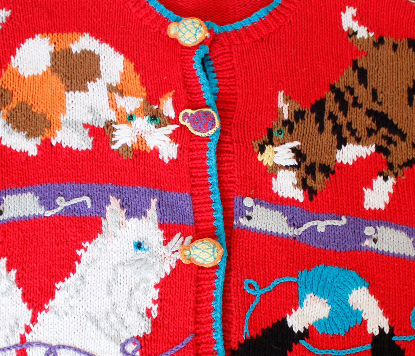 Playing 5 Cats Cardigan Sweater / Belle Pointe