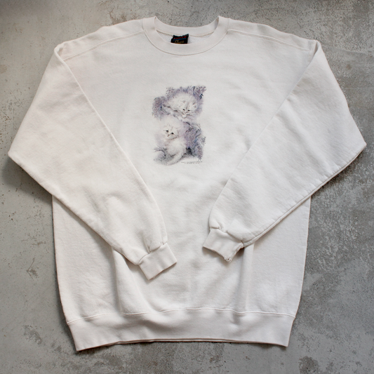 Purple Flowers and Kittens Sweat / Made in USA