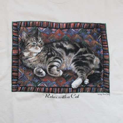 Relax with a Cat Tee / Ivory Cats / Made in USA