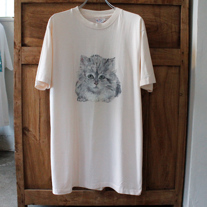 Smiling Cat Portrait Tee / 80s / Made in USA