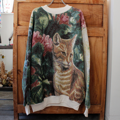 Tabby Cats Sweater / Sugar Street Weavers / 90s