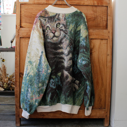 Tabby Cats Sweater / Sugar Street Weavers / 90s