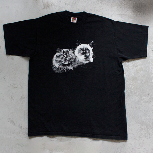 Black & White 2 Cats Face Tee