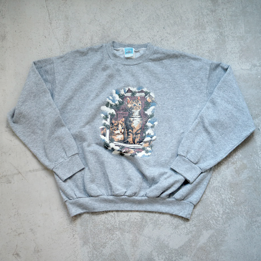 Winter Window Cats Sweat / 90s / Made in Canada